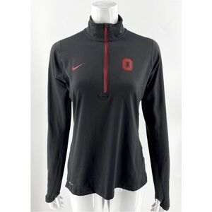 Nike DriFit Ohio State quarter/half zip Women M Grey fitted pullover thumbholes